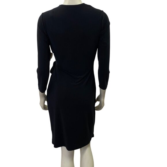 Anne‎ Klein Black Wrap-Style 3/4 Sleeve Dress with Tie Waist Size 4 NWT - Picture 7 of 9